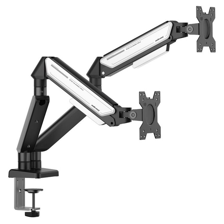 ANDA SEAT Monitor ARM / Stand A6D-2S  Black White Dual, Weight Capacity (per Screen): 2-9kg - Image 2