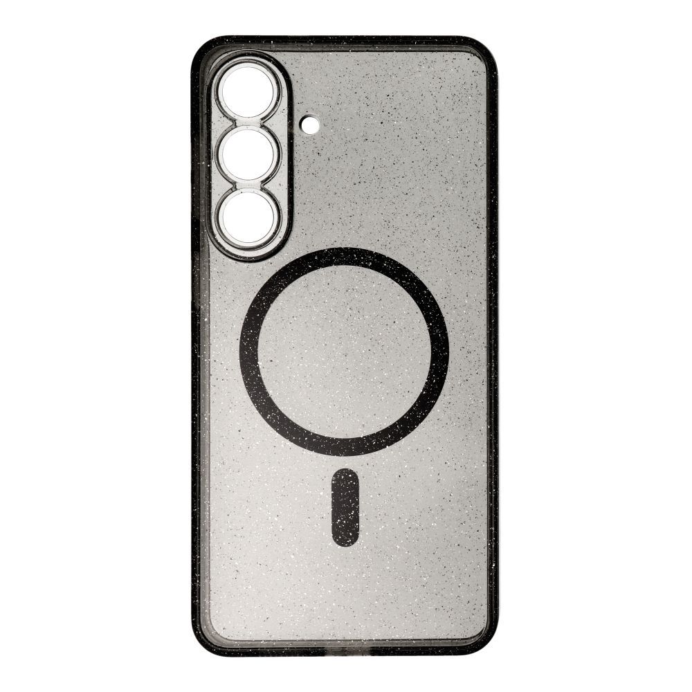 Case for Samsung S26 PLUS Clear Mag Cover (STR / CAMERA PROTECTION) compatible with MagSafe black glitter - Image 1