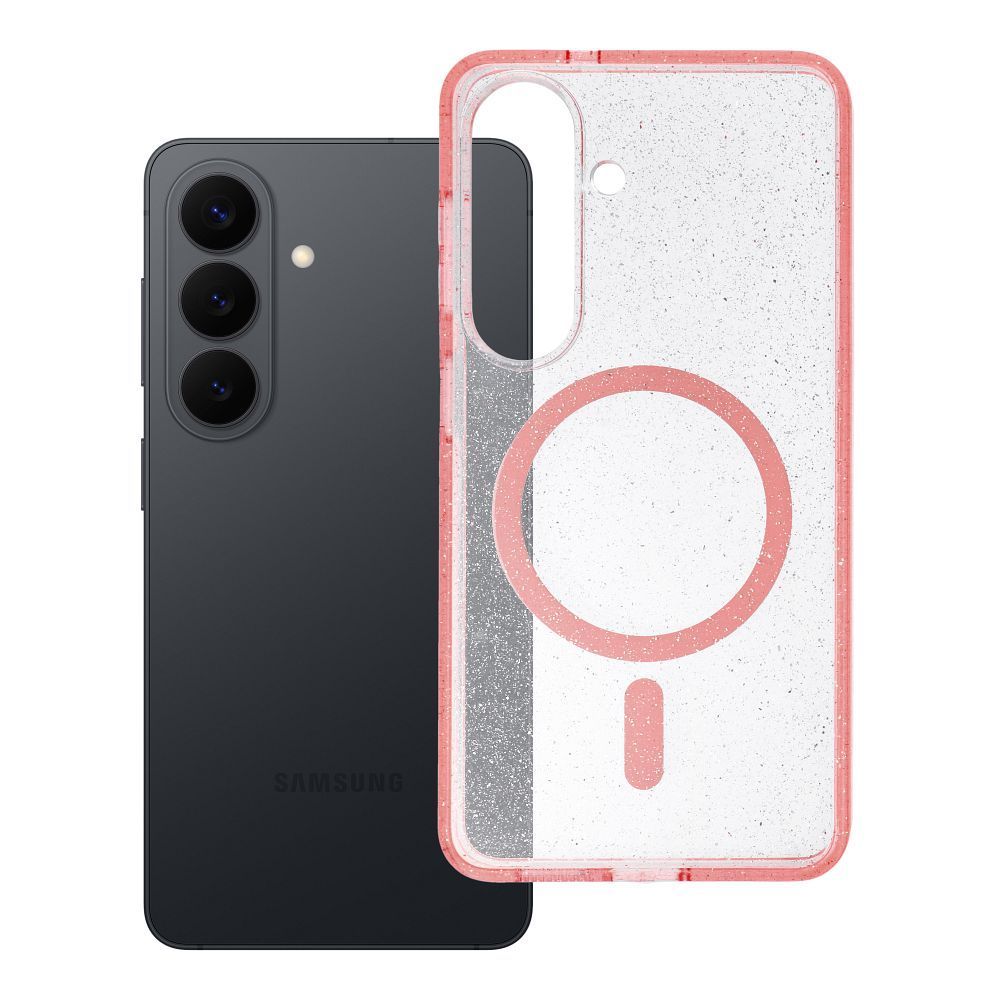 Case for Samsung S26 Clear Mag Cover (STR) compatible with MagSafe pink glitter - Image 1