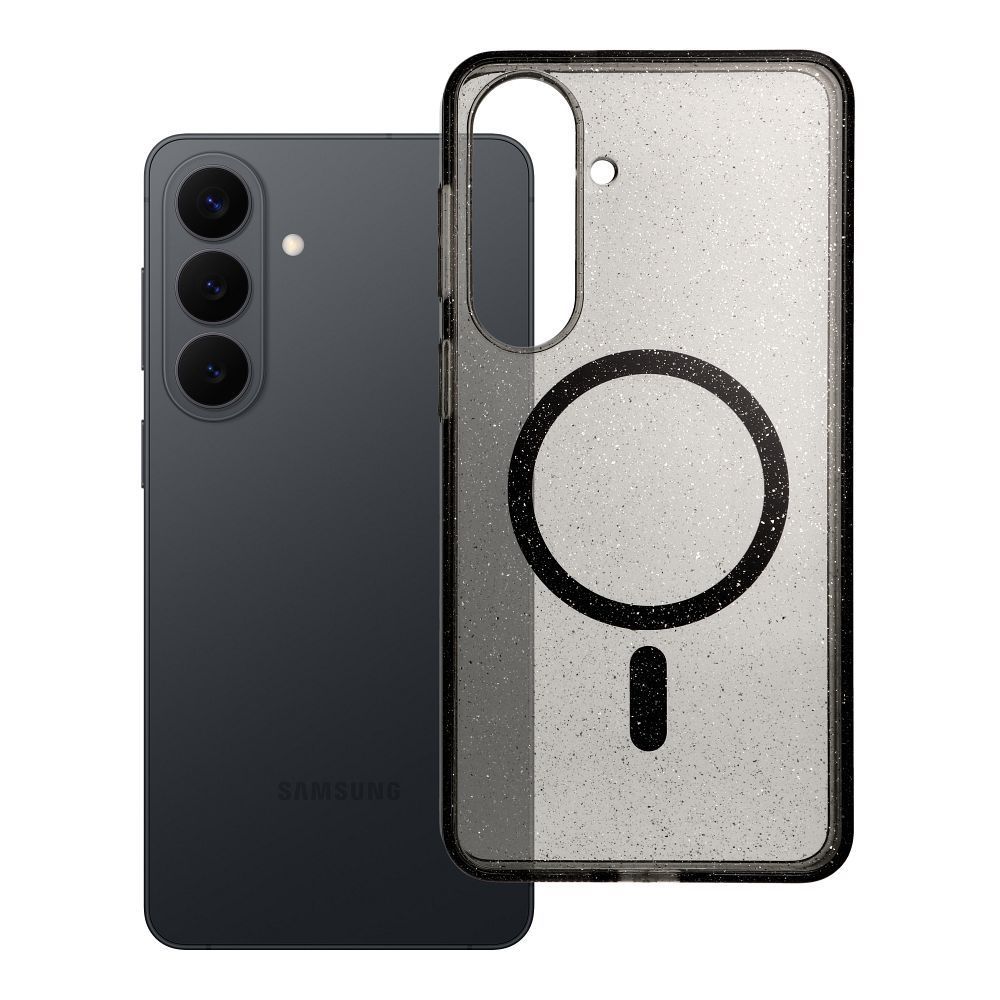 Case for Samsung S26 PLUS Clear Mag Cover (STR) compatible with MagSafe black glitter - Image 1