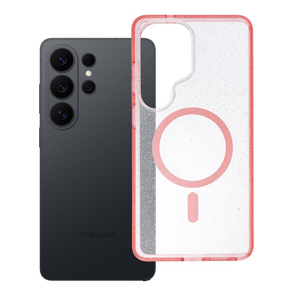 Case for Samsung S26 ULTRA Clear Mag Cover (STR) compatible with MagSafe pink glitter Case for Samsung S26 ULTRA Clear Mag Cover (STR) compatible with MagSafe pink glitter - Image 1