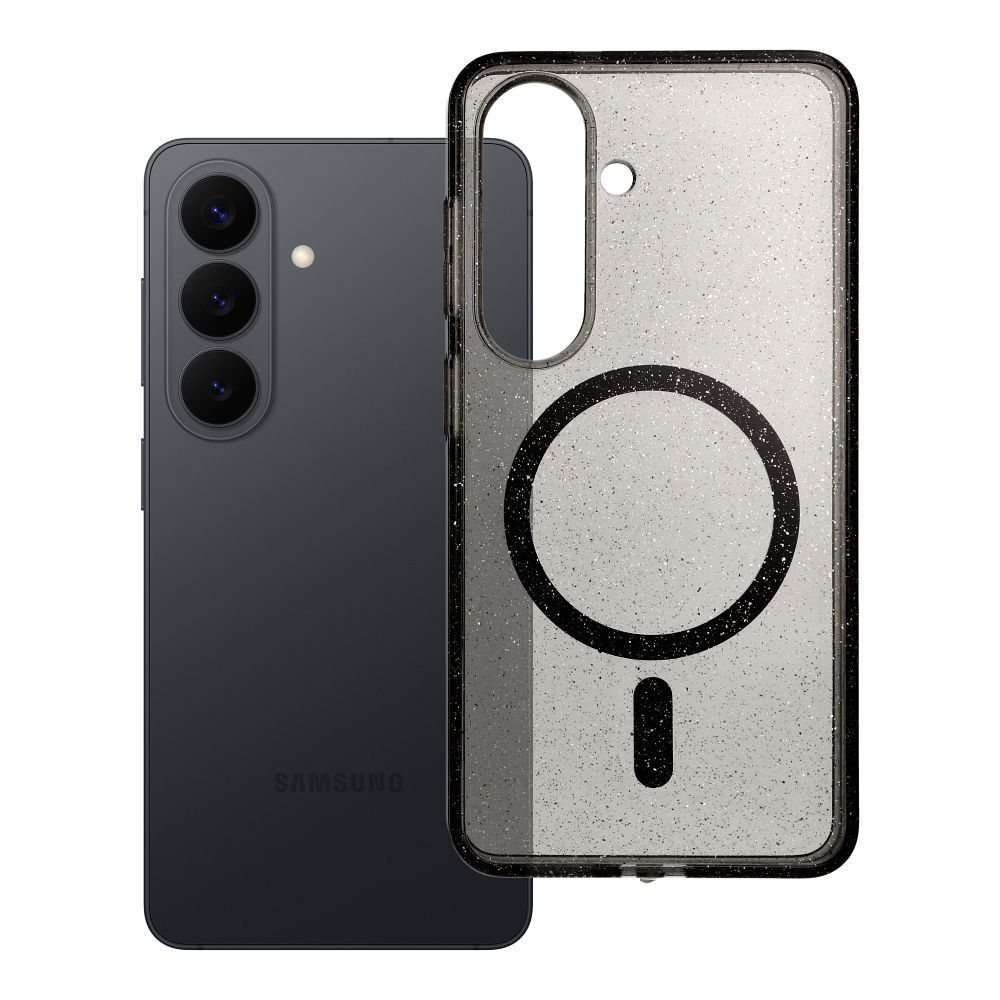 Case for Samsung S26 Clear Mag Cover (STR) compatible with MagSafe black glitter - Image 1