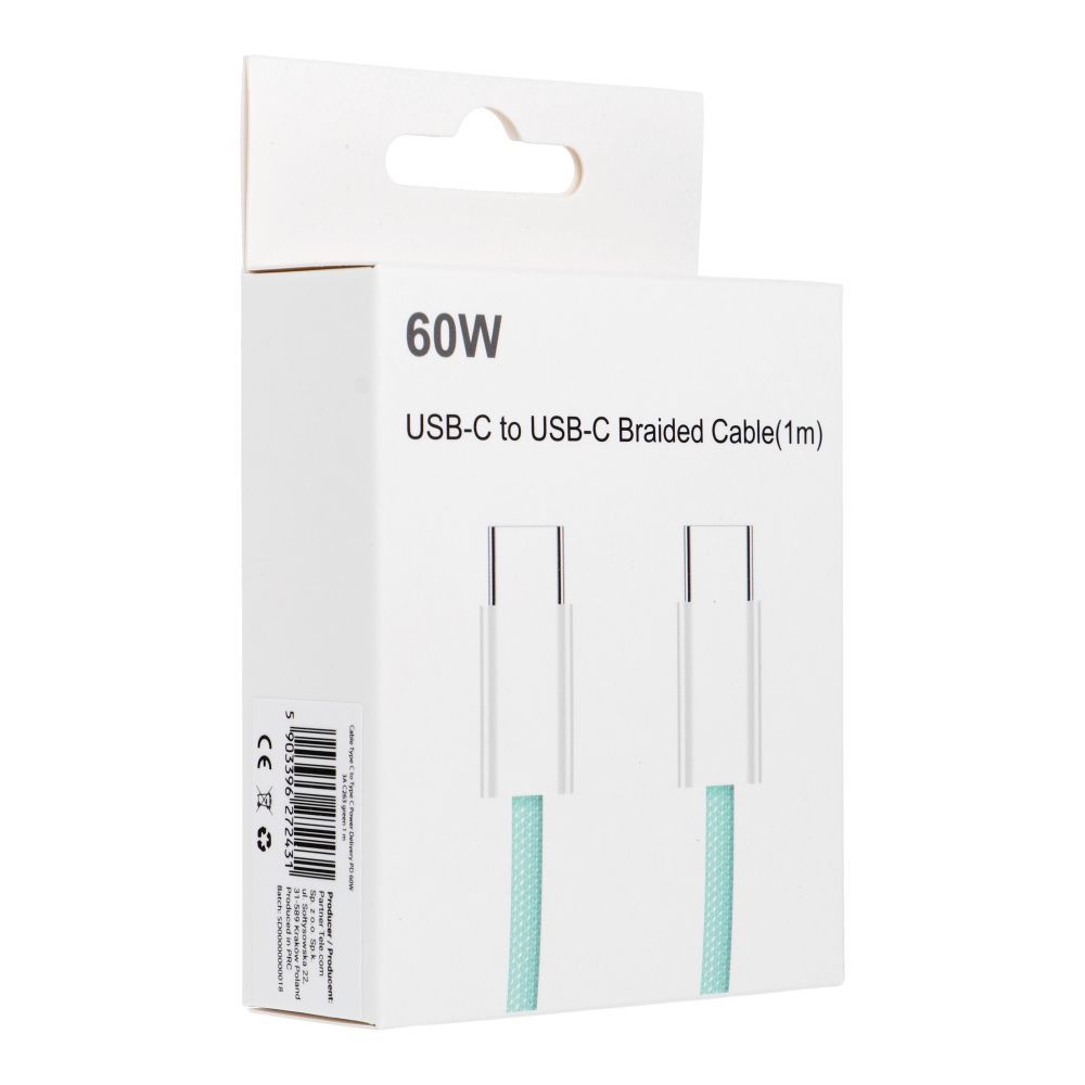 Cable Type C to Type C PD QC3.0 3A 60W C263 1 m green - Image 2