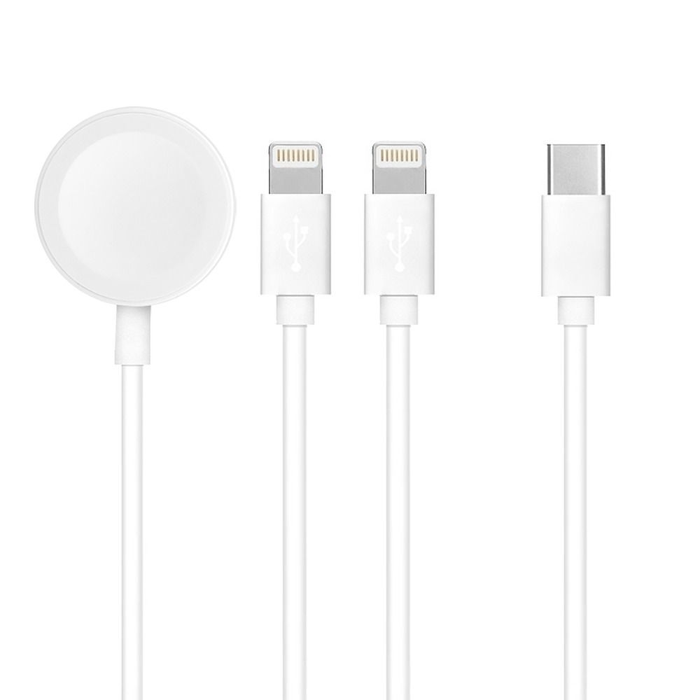 Cable 3in1 Type C to 2 x Lightning / Apple Watch 3W 2A C3168 1,2 m white Cable 3in1 Type C to 2 x Lightning / Apple Watch 3W 2A C3168 1,2 m white - Image 1