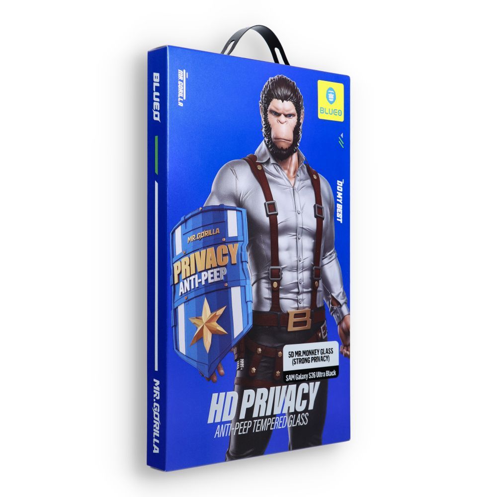 5D Mr. Monkey Glass - for Samsung Galaxy S26 Ultra black (Anti-Peep Strong Privacy) - Image 1