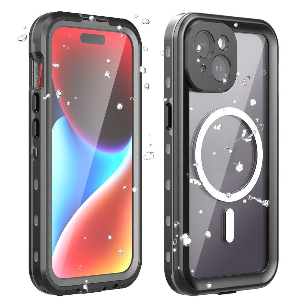 Case for iPhone 15 Shellbox DOT waterproof MagSafe compatible black - Image 1