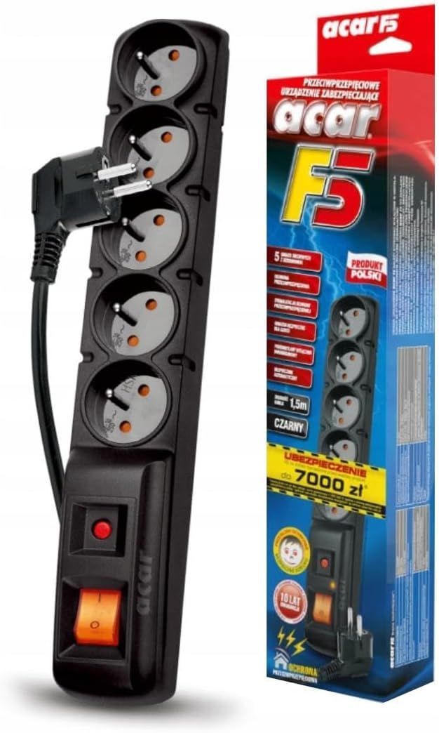 Extension cord 5 sockets ACAR F5 5 m black - Image 2