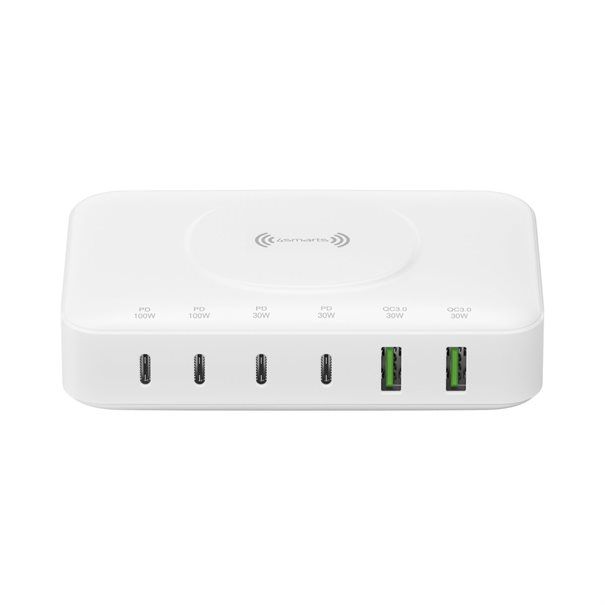 4smarts 7in1 GaN Charging Station 100W with wireless charging white - Image 1