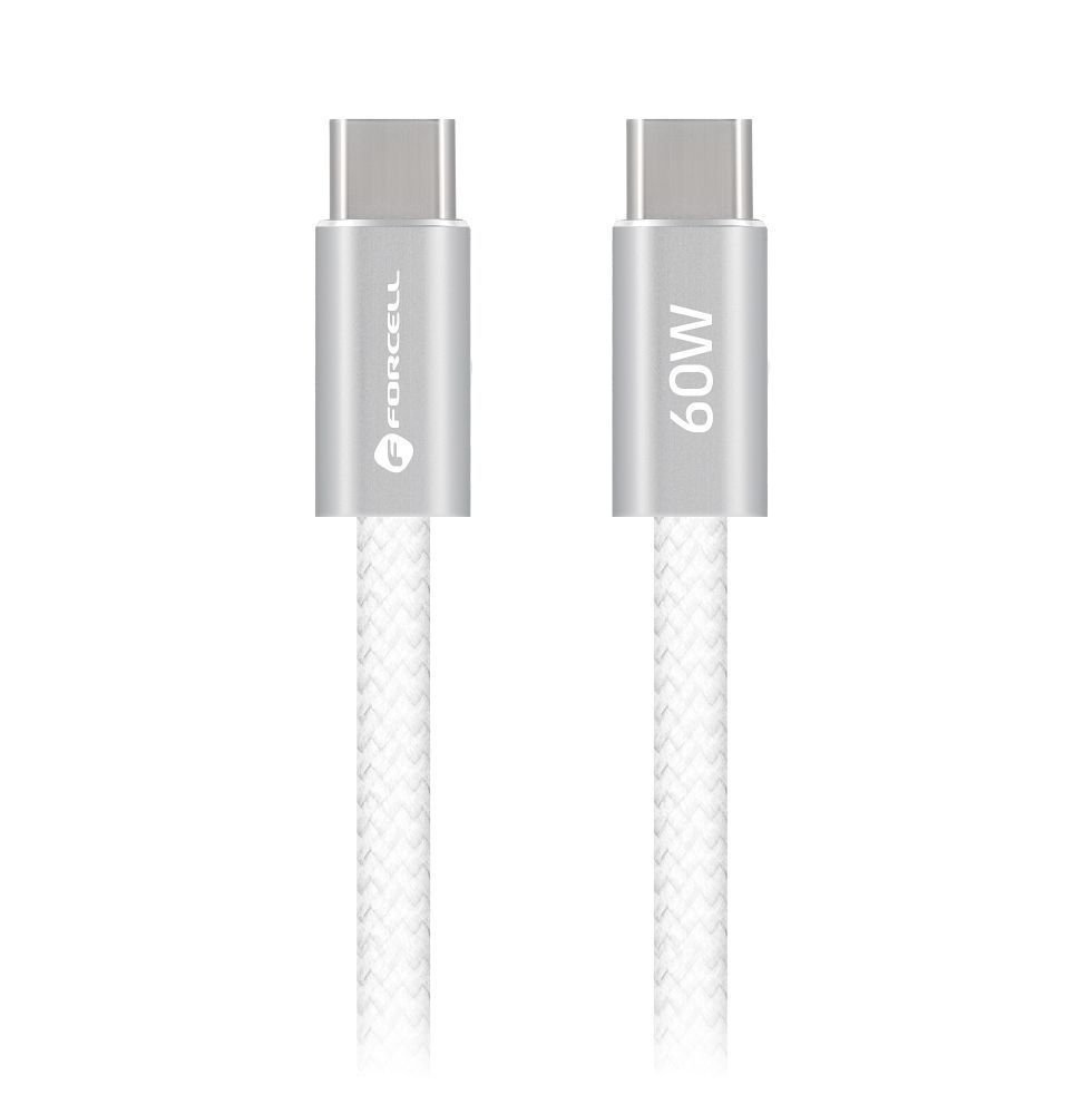 Cable USB C to USB C Forcell F-Energy QC4.0 PD 3A 60W Cafule Color 1,2 m ACYH23 white - Image 2