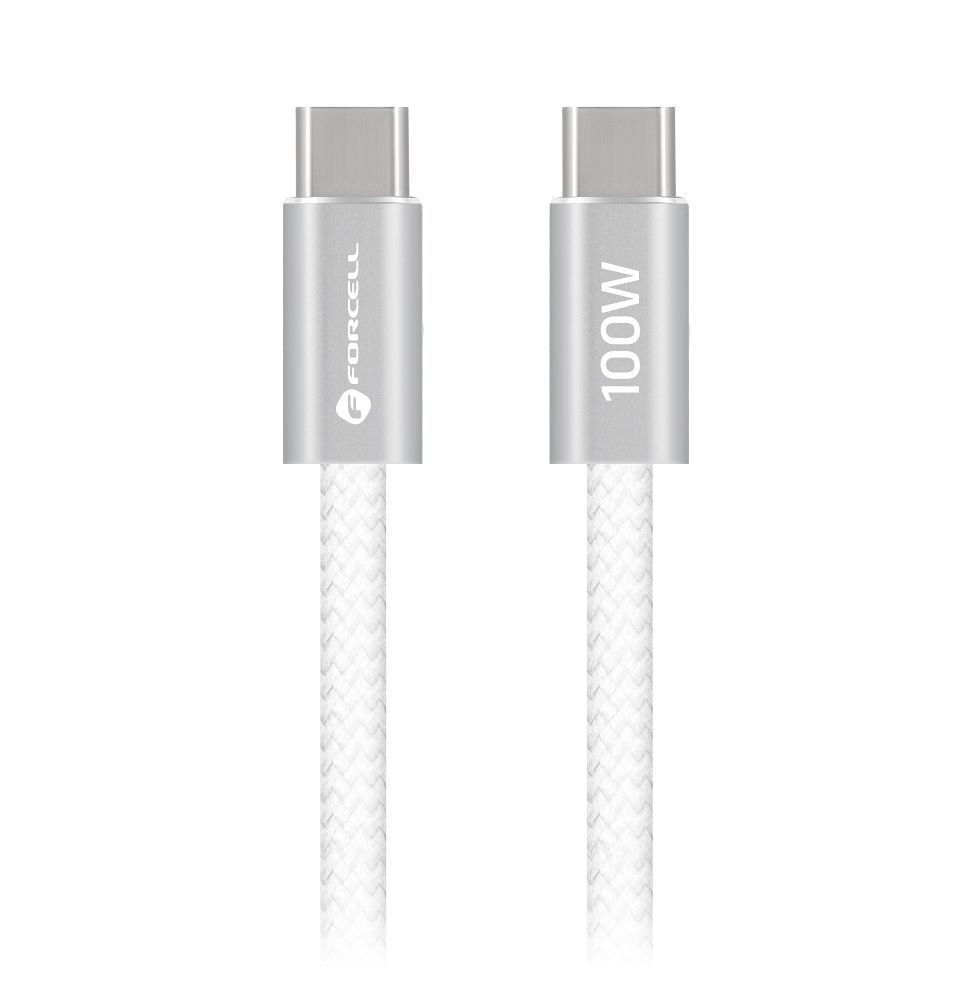 Cable USB C to USB C Forcell F-Energy QC4.0 PD 5A 100W Cafule Color 1,2 m ACYH23 white - Image 2
