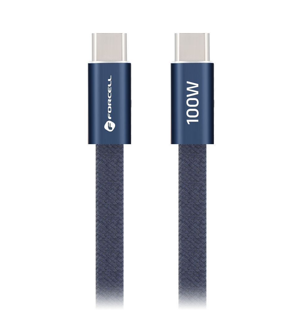 Cable USB C to USB C Forcell F-Energy QC4.0 PD 5A 100W Cafule Flat 1,2 m CCFN23 dark blue - Image 2