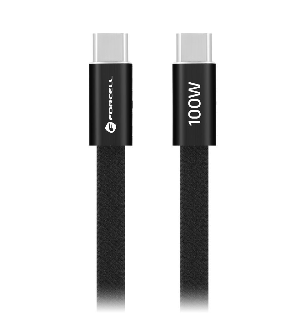 Cable USB C to USB C Forcell F-Energy QC4.0 PD 5A 100W Cafule Flat 1,2 m CCFN23 black - Image 2