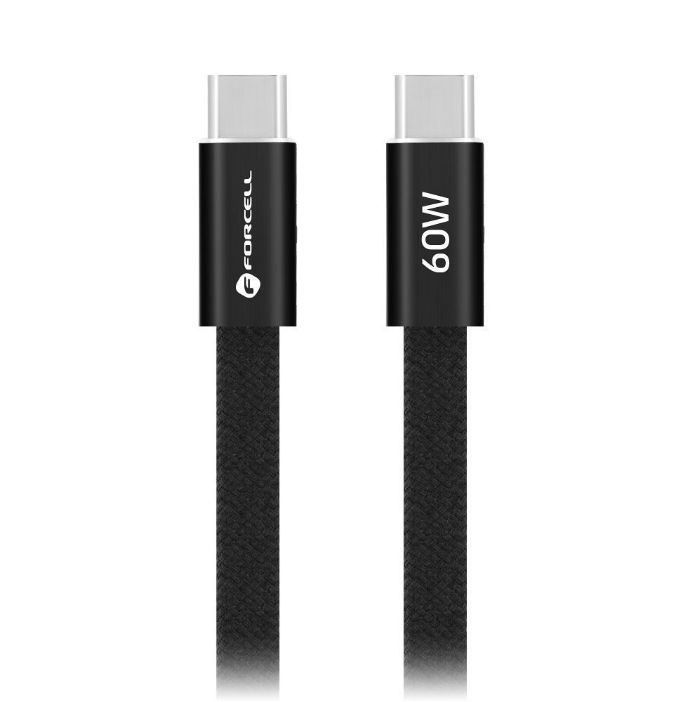 Cable USB C to USB C Forcell F-Energy QC4.0 PD 3A 60W Cafule Flat 1,2 m CCFN23 black - Image 2