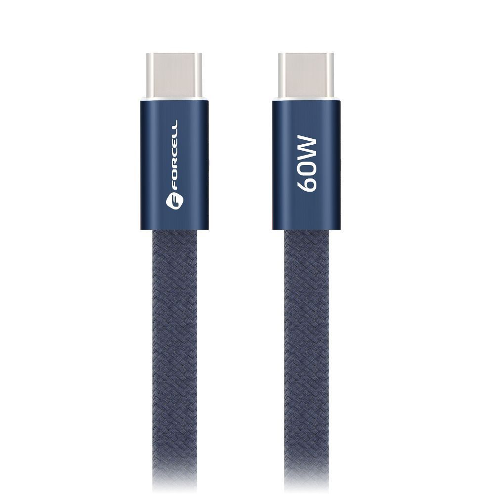 Cable USB C to USB C Forcell F-Energy QC4.0 PD 3A 60W Cafule Flat 1,2 CCFN23 m dark blue - Image 2