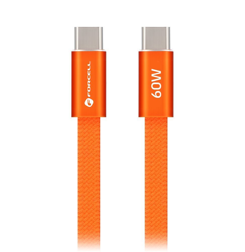 Cable USB C to USB C Forcell F-Energy QC4.0 PD 3A 60W Cafule Flat 1,2 m CCFN23 orange - Image 2
