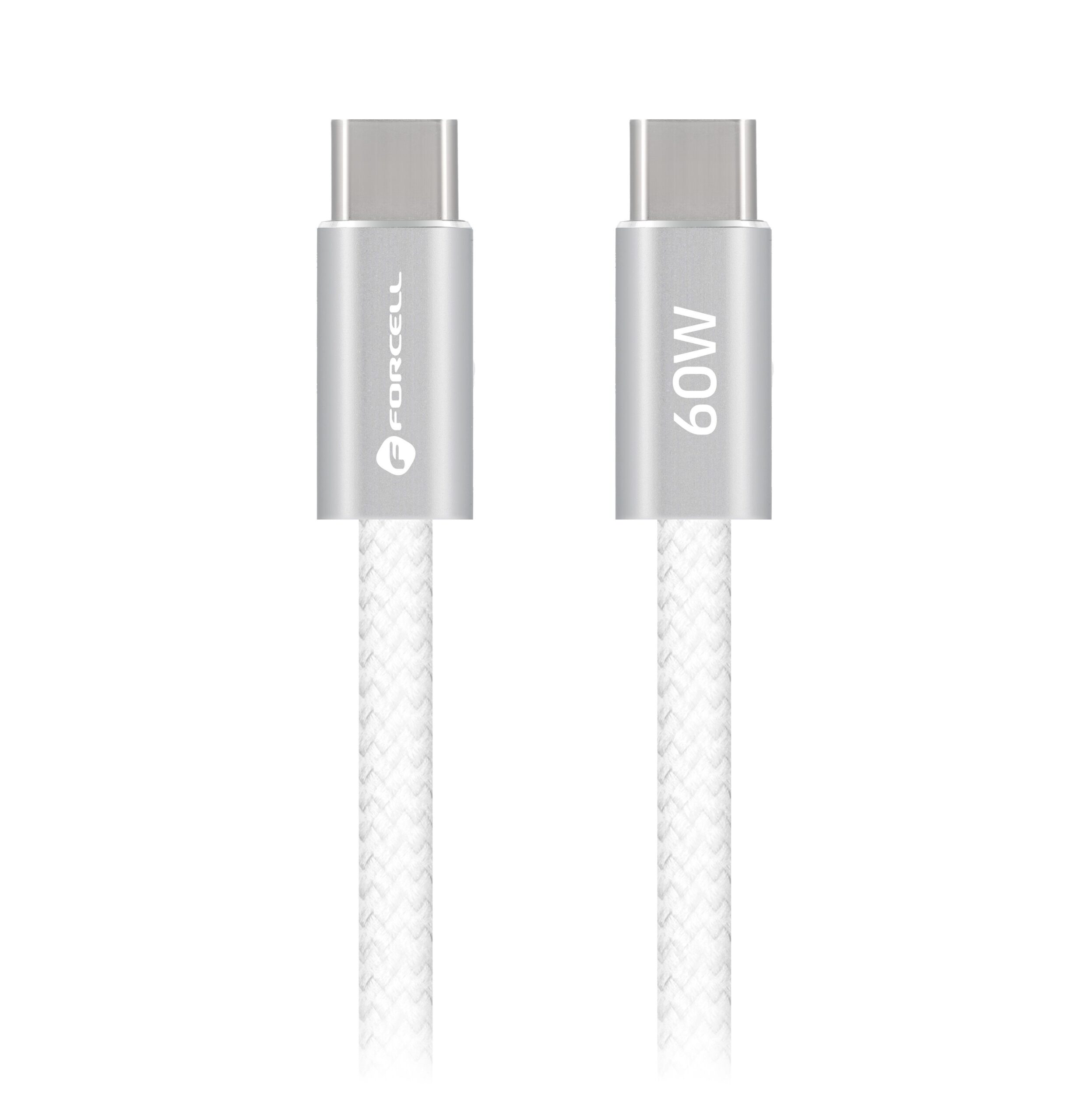 Cable USB C to USB C Forcell F-Energy QC4.0 PD 3A 60W Cafule Flat 1,2 m CCFN23 white - Image 2