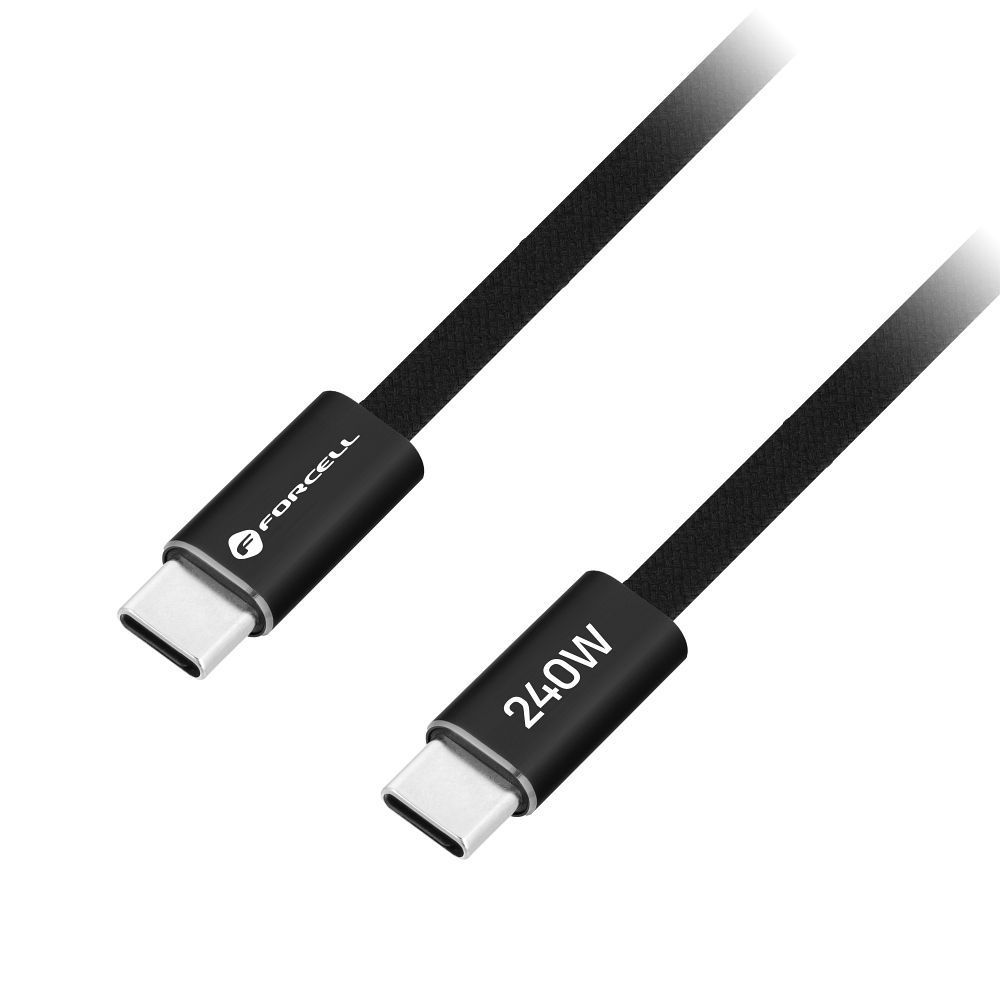Cable USB C to USB C Forcell F-Energy QC4.0 PD 5A 240W Cafule Flat 1,2 m CCFN23 black - Image 2