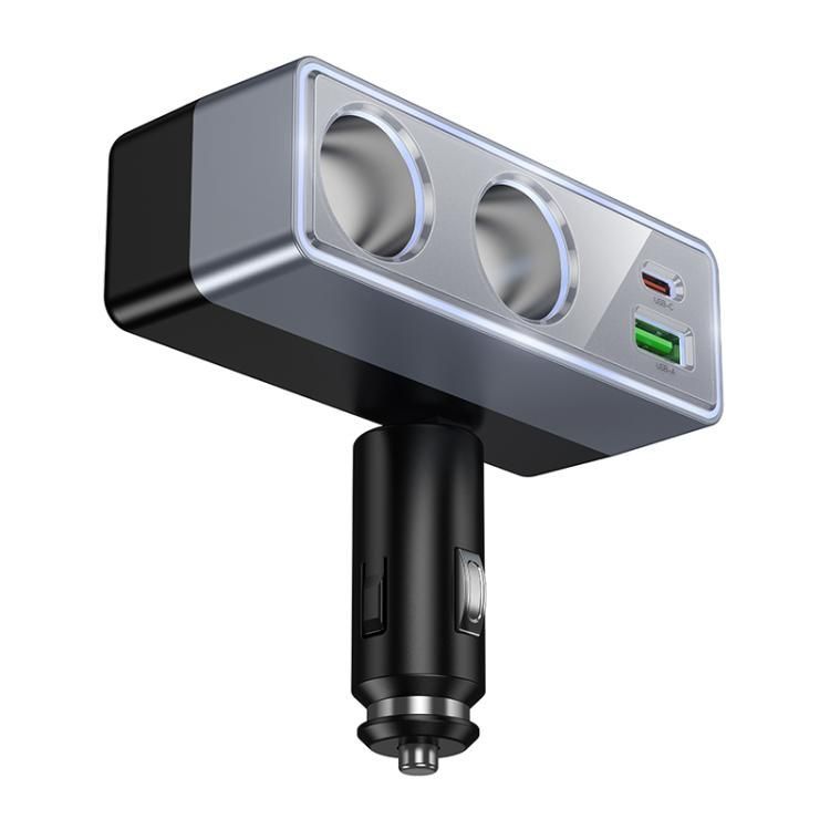 Car charger Hoco 1xUSB A + 1xUSB C+2x cigarette lighter ports PD QC3.0 max 240W/24V Z65B black - Image 1