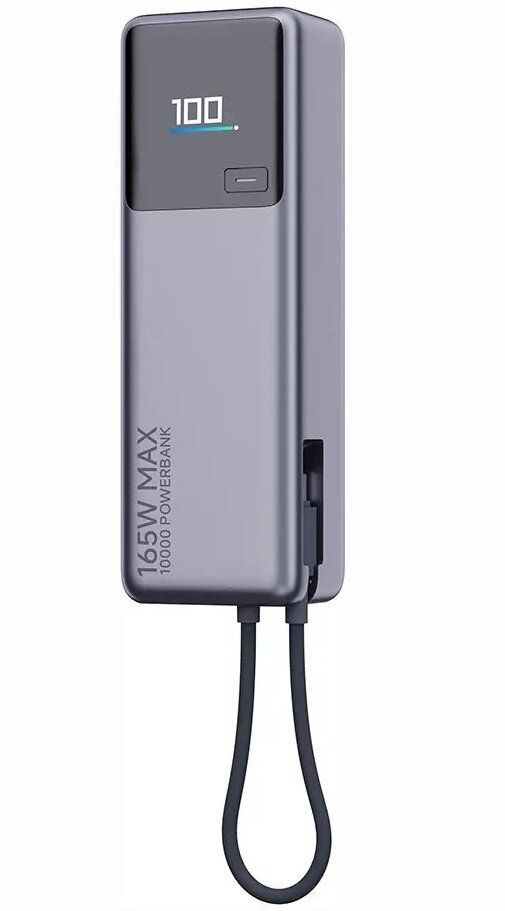 Powerbank Xiaomi 10000 mAh QC PD 165W with built-in cable USB C PB1165MI with LED dispaly gray Powerbank Xiaomi 10000 mAh QC PD 165W with built-in cable USB C PB1165MI with LED dispaly gray - Image 1