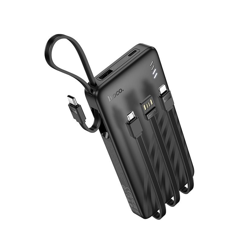 Powerbank Hoco 10000 mAh 2A with four built-in cables USB A + USB C+ Lightning + Micro USB J146 black - Image 2