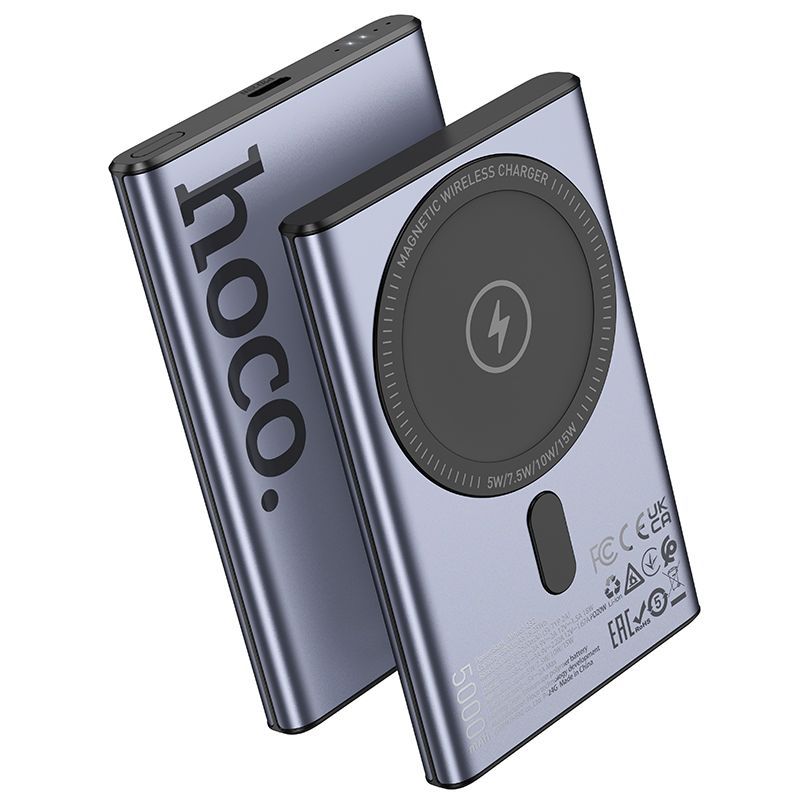 Powerbank compatible with MagSafe Hoco 5000 mAh QC PD 20W Q32 metal gray - Image 1