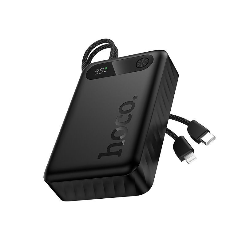 Powerbank Hoco 20000 mAh QC PD 2A 22,5W with built-in cables USB C + Lightning J171A black - Image 1