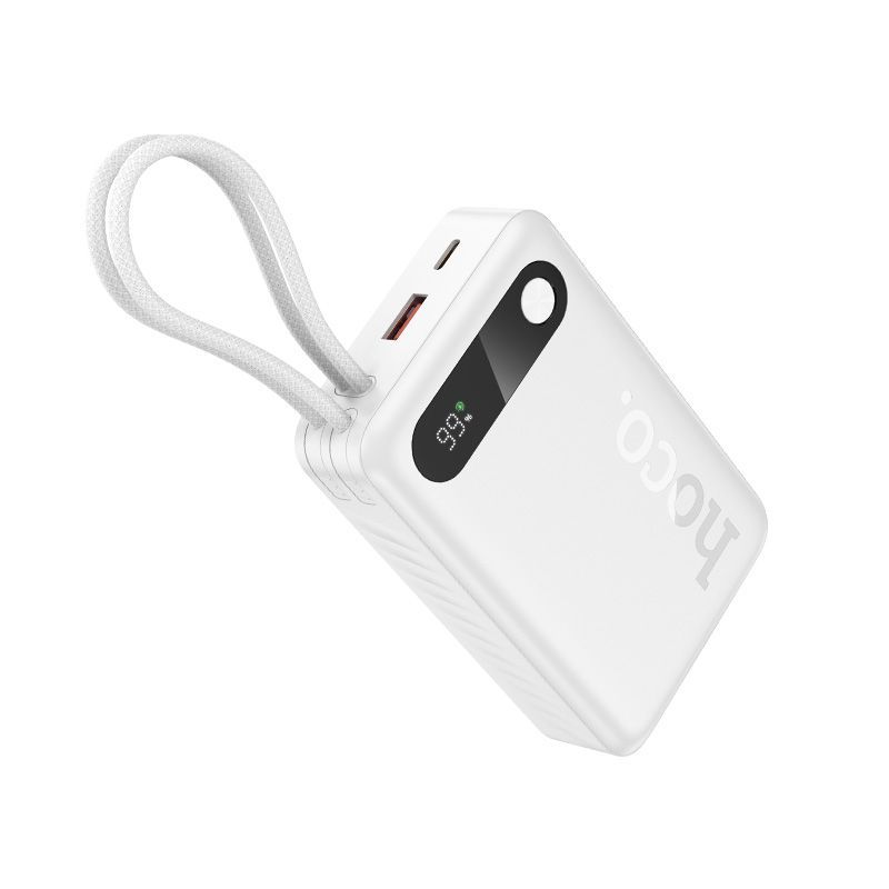 Powerbank Hoco 20000 mAh QC PD 2A 22,5W with built-in cables USB C + Lightning J171A white - Image 1
