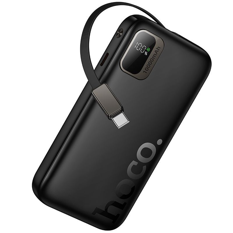 Powerbank Hoco 10000 mAh QC PD 20W with retractable cable USB C Q51 black - Image 1