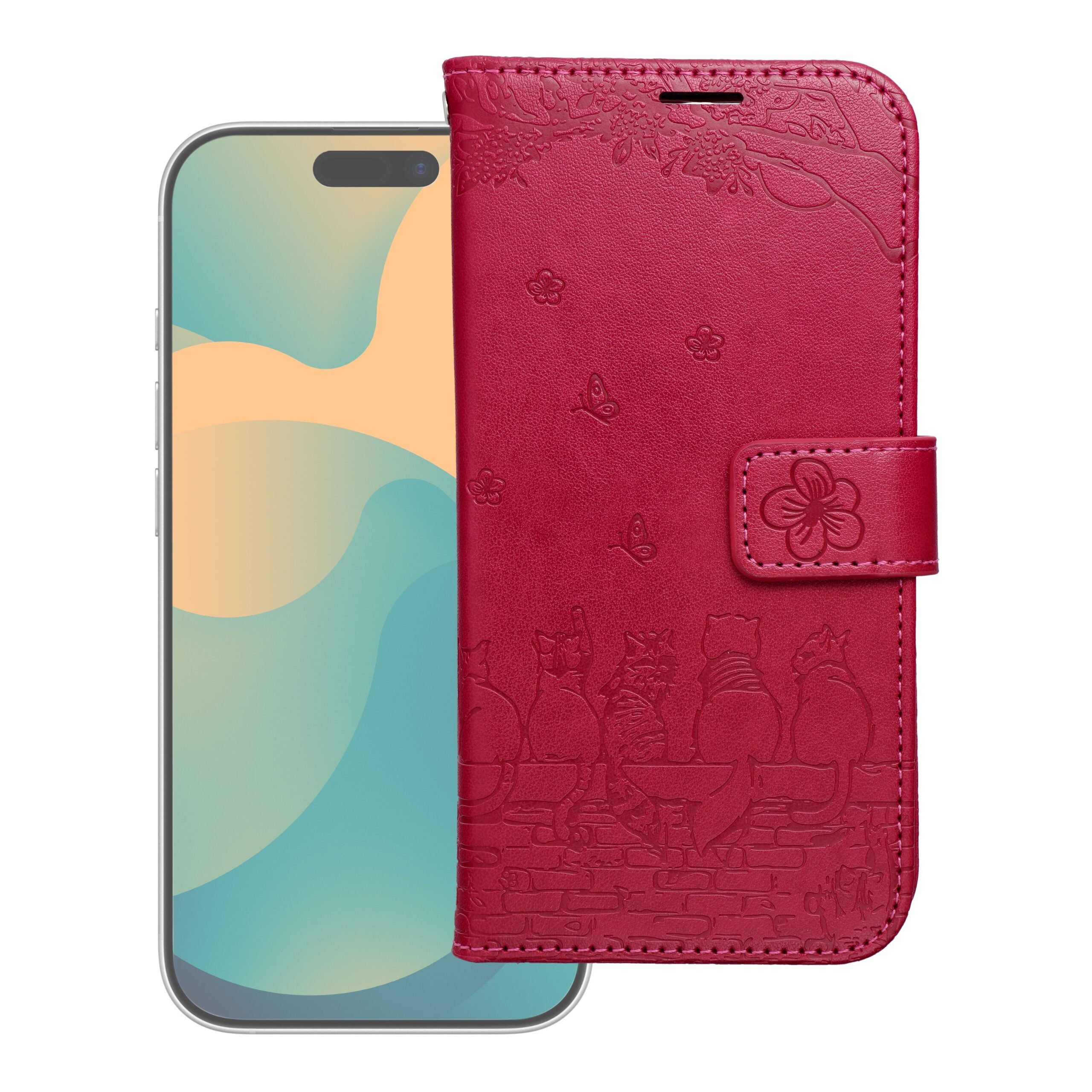 MEZZO Book case for SAMSUNG A57 cats red - Image 1