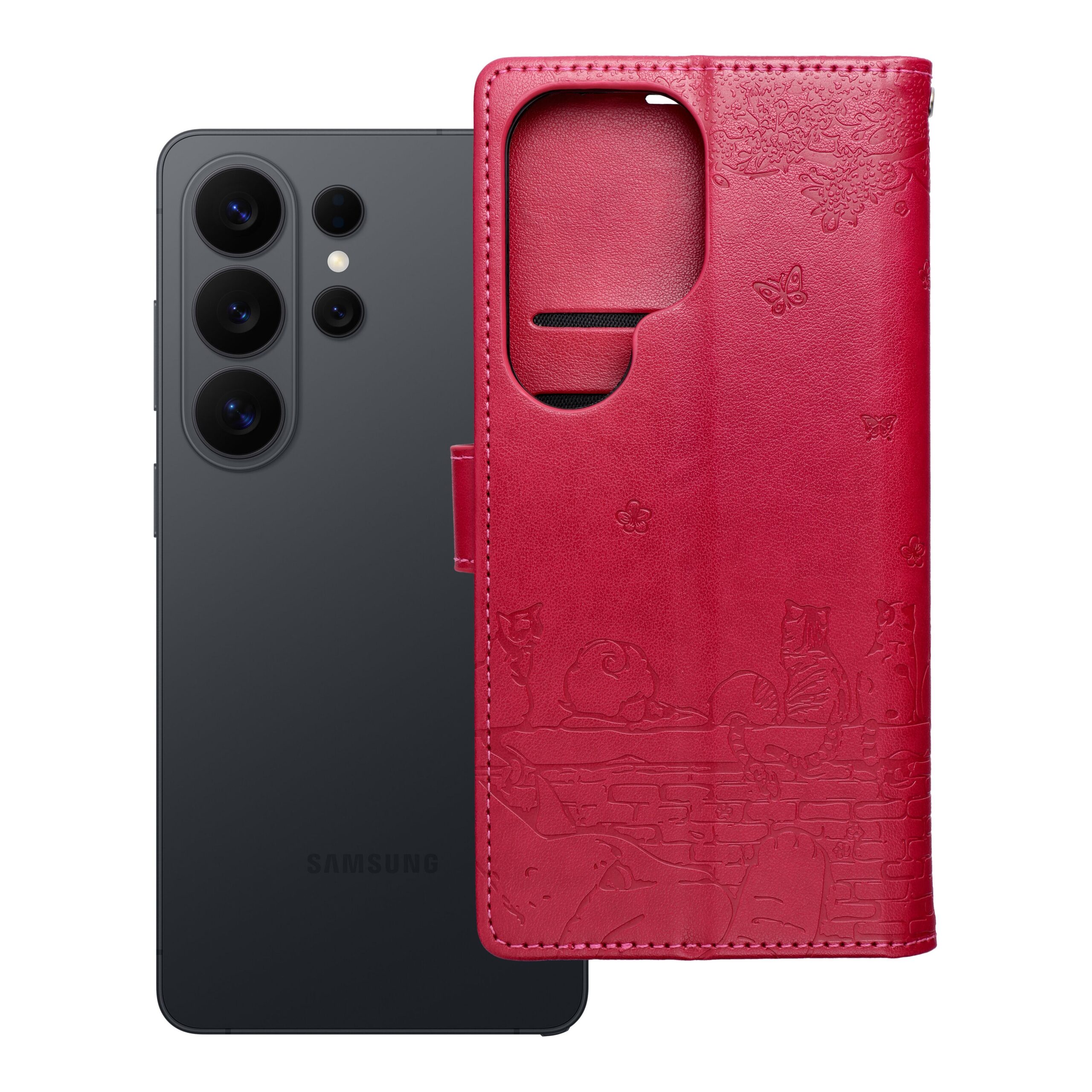 MEZZO Book case for SAMSUNG A37 cats red - Image 2